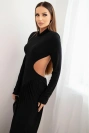 Women's long dress with viscose, turtleneck and open back black