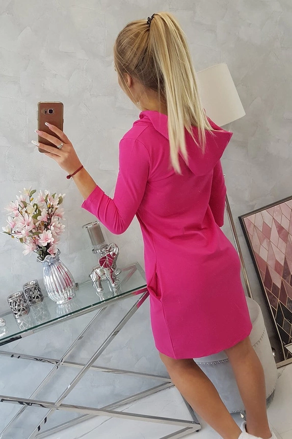 Dress with a hood and pockets fuchsia