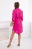 Kleid mit Knopfverschluss und Bindeband in der Taille Fuchsia