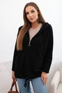Women's hoodie with a hood and drawstring at the bottom black