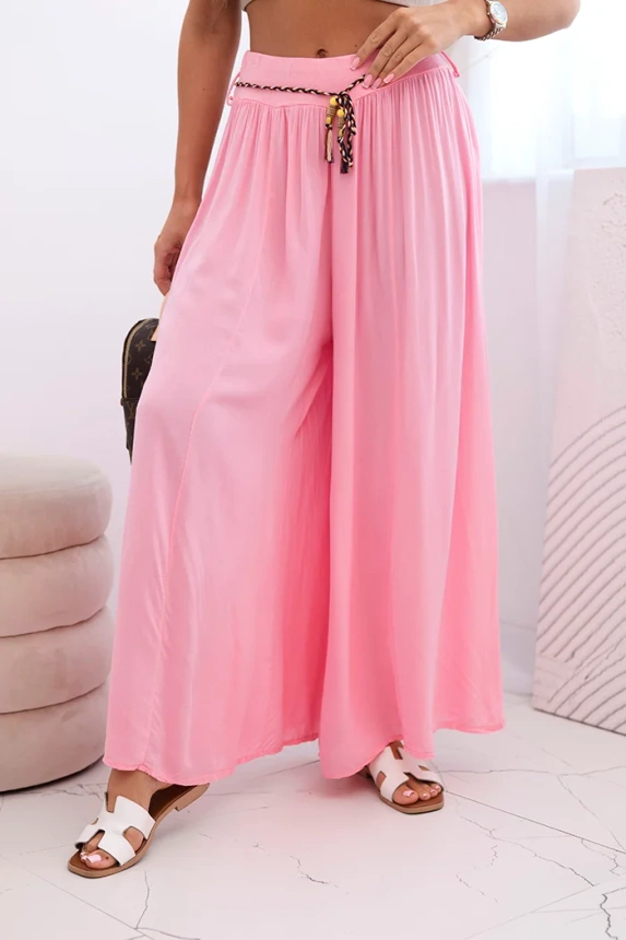 Women's wide-leg viscose trousers candy pink