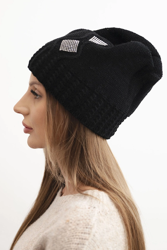 Women's winter wool hat with zirconia K453 graphite