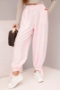 Women's trousers with wide legs and ties at the bottom candy pink