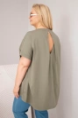 Dámská halenka Plus Size bavlněná s krátkým rukávem khaki