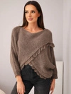 Asymmetrical women's sweater with lace insert fango