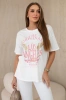 Rubbed cotton blouse Wings white + pink