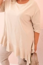 Damenbluse Plus Size aus Baumwolle mit Tasche und hochgerolltem Ärmel kiwi