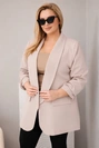 Moteriškas elegantiškas Plus Size švarkas tamsiai smėlinė