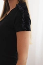 Women's cotton one-shoulder blouse with ruffle black