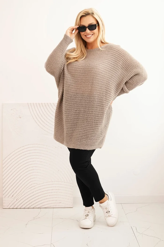 Sweter damski Plus Size z moherem ponczo fango