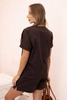 Women's punto set with short sleeves and shorts brown