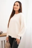 Damenpullover aus Viskose mit langen Ärmeln und seitlichen Schlitzen beige