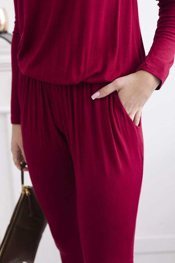 Jumpsuit aus taillierter Viskose weinrot