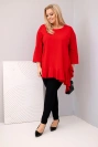 Moteriška Plus Size bluzonė su medvilne, su raukiniais ir pasukamomis rankovėmis raudona