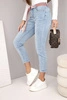 Damenjeans mit hohem Bund und Gürtel jeansowy