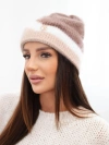 A hat women's beanie ribbed with decoration fango+white