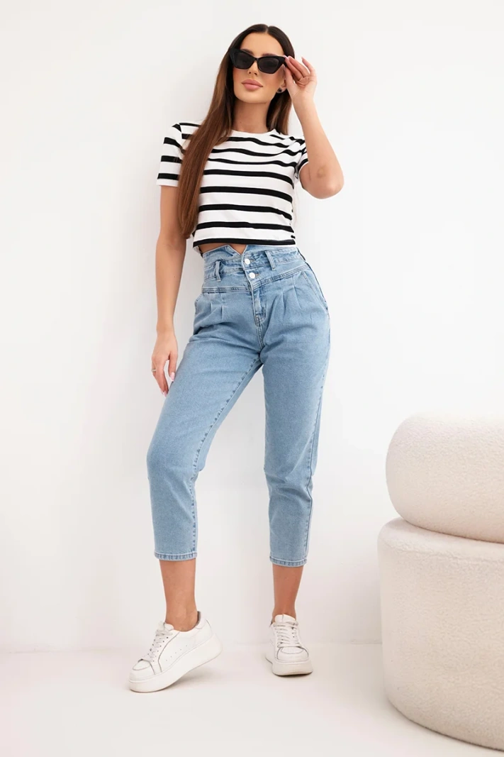 Damenjeanshose Paperbag mit doppeltem Verschluss M.sara jeansowe