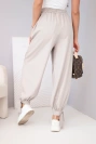 Damenhose mit weitem Bein und Bindung am Saum fango