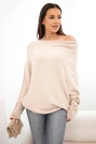 Women's asymmetrical batwing viscose sweater beige