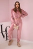 Velor set with hood dark powdered pink