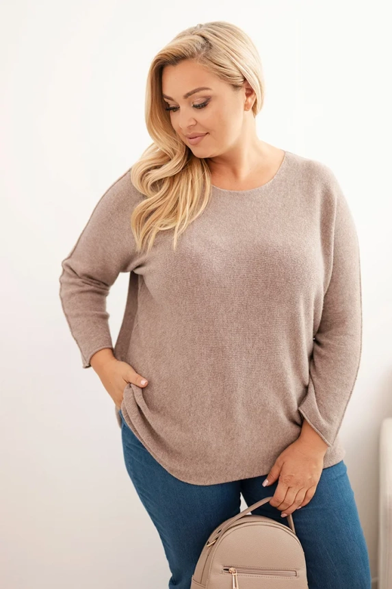 Sweter damski plus size z dekoltem łódką fango