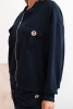 Ladies' butter set made of viscose with a zip-up hoodie and pants navy