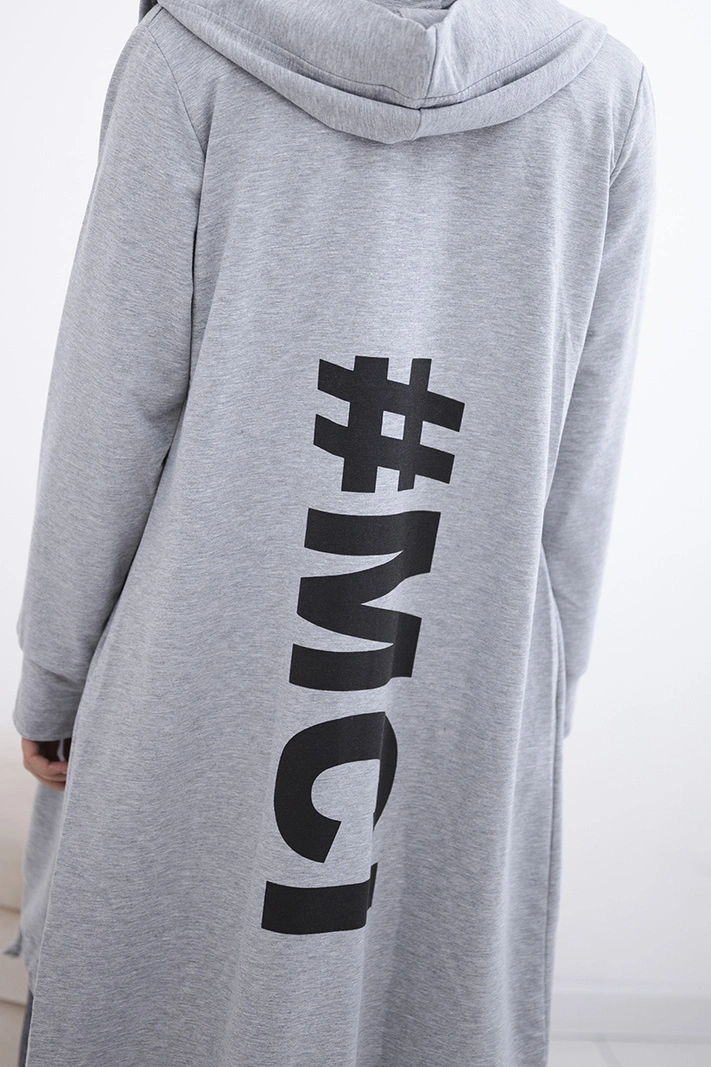 Kardigán s potlačou oversize šedá
