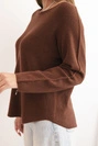 Damenpullover aus Viskose mit langen Ärmeln und rundem Ausschnitt schokoladenbraun