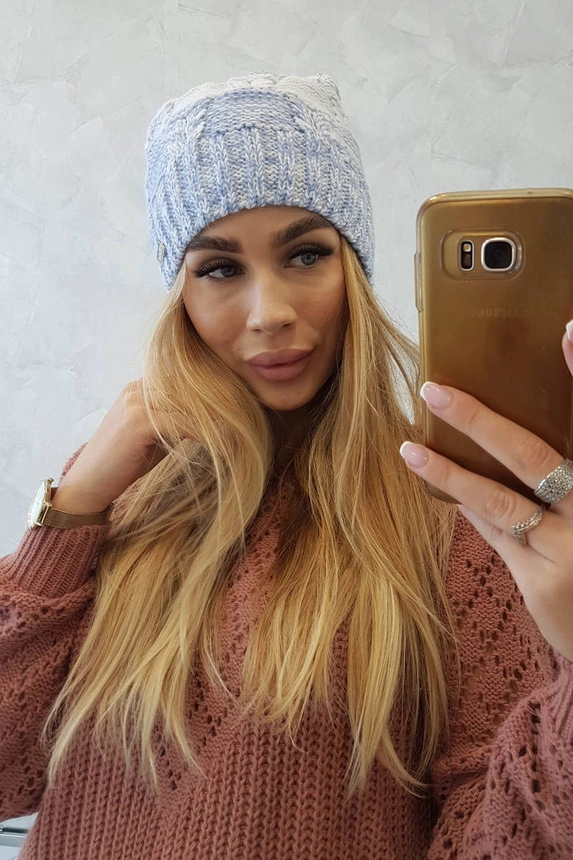 Dolores fleecová čepice K303 modrá+bílá+džíny