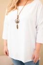 Women's cotton Plus Size asymmetrical blouse with a necklace white