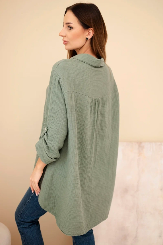 Hemd aus Baumwoll-Musselin khaki