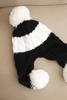 Women's winter wool hat with pom-poms and ear flaps K447 black + white