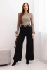 Damenhose elegant mit Gürtel und weitem Bein schwarz