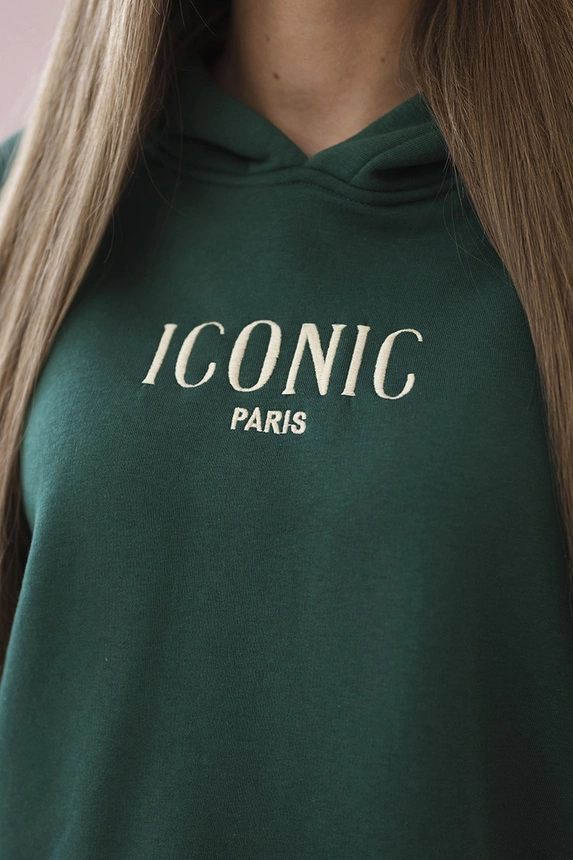 Insulated cotton set, sweatshirt with embroidery + pants green