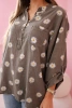 Linen Women's Blouse with Floral Pattern, Long Sleeves, and Buttons fango