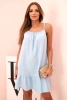 Women's muslin dress with straps and ruffles blue