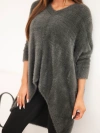 Damenpullover Plus Size mit V-Ausschnitt graphit