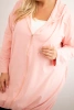 Bluza damska Plus Size bawełniana z kapturem i zamkiem pudrowy róż