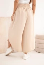 Damen Viskose-Hose weit mit gerafftem Bund beige