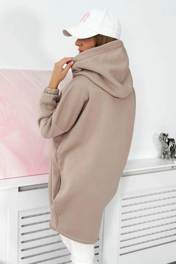 Sweatshirt with short zipper dark beige