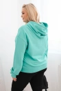 Women's Plus Size looped sweatshirt with a hood and kangaroo pocket mint
