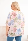 Women's cotton Plus Size blouse with short sleeves and floral pattern powder pink