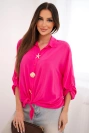 Women's shirt with viscose, decorative buttons and collar pink