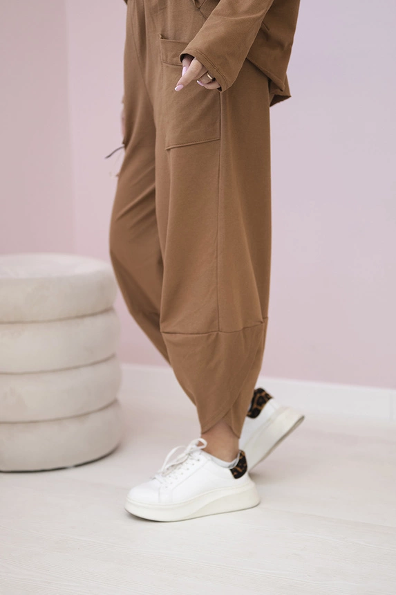 Cotton sweatshirt pants set Camel