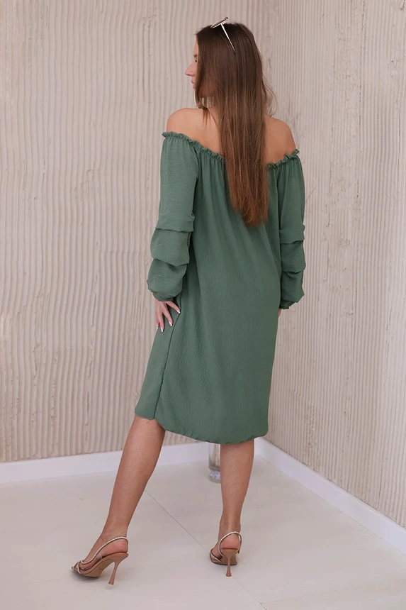 Spanish dress with decorative sleeves khaki