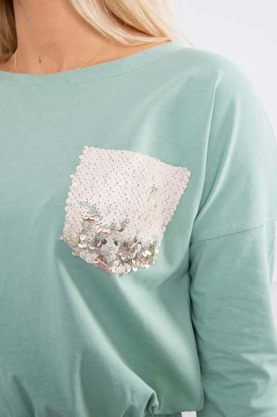 Dress with sequin pocket dark mint