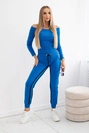 Set with a double stripe mauve-blue