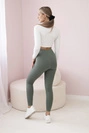 Striped leggings pants dark mint