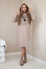 Long insulated dress with embroidery dark beige