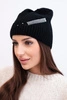 Women's wool winter hat with decorative crystals K399 black